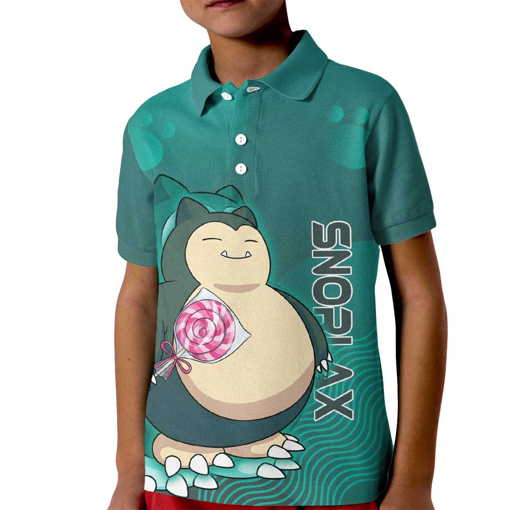 Snorlax Poké Kid Polo Shirt Chill Mint Cartoon Bubble Style