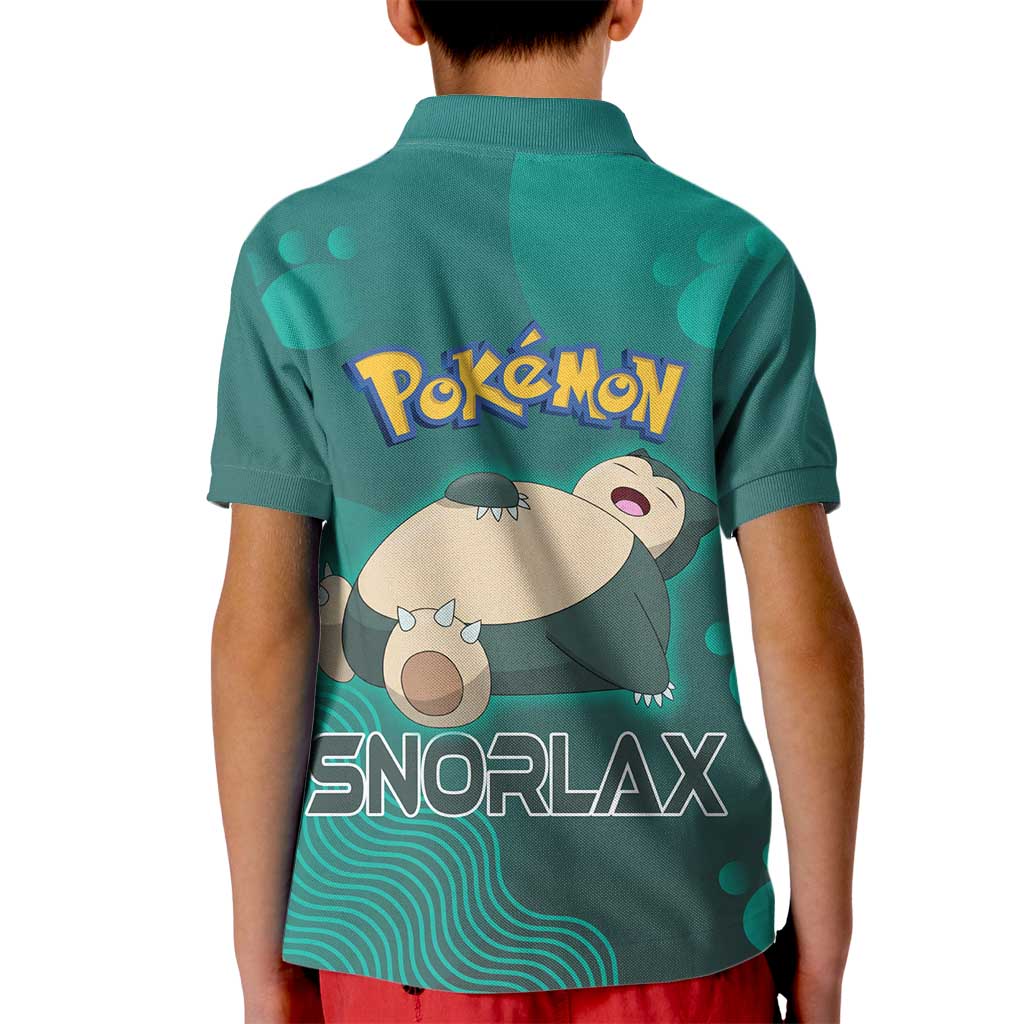 Snorlax Poké Kid Polo Shirt Chill Mint Cartoon Bubble Style