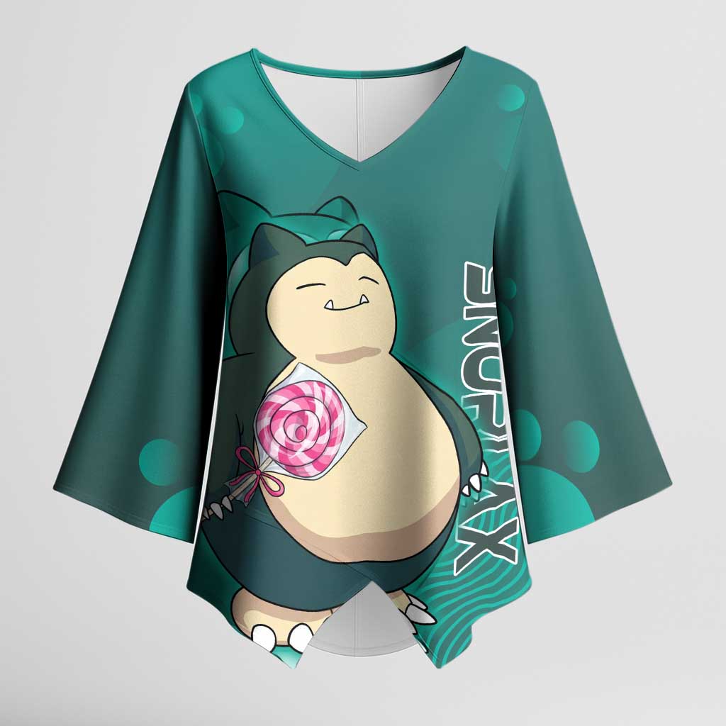Snorlax Poké Kimono Sleeve Blouse Chill Mint Cartoon Bubble Style