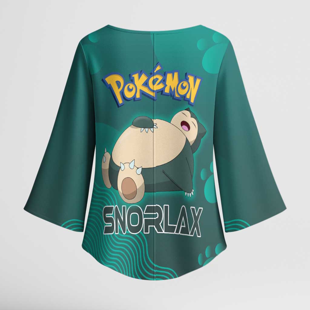 Snorlax Poké Kimono Sleeve Blouse Chill Mint Cartoon Bubble Style