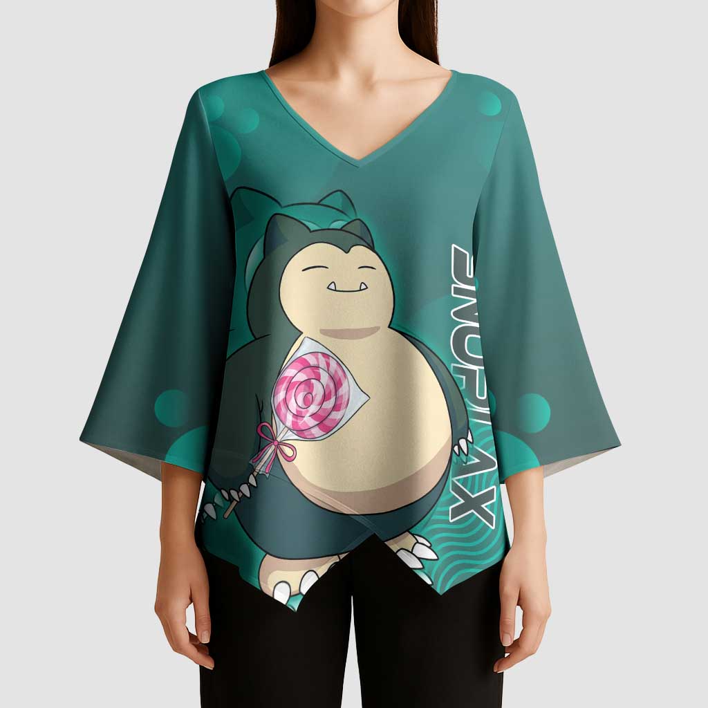 Snorlax Poké Kimono Sleeve Blouse Chill Mint Cartoon Bubble Style
