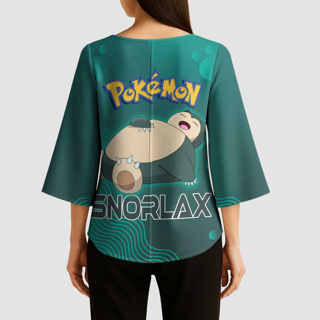Snorlax Poké Kimono Sleeve Blouse Chill Mint Cartoon Bubble Style