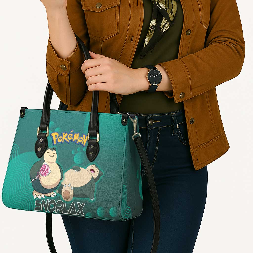 Snorlax Poké Leather Bag Chill Mint Cartoon Bubble Style