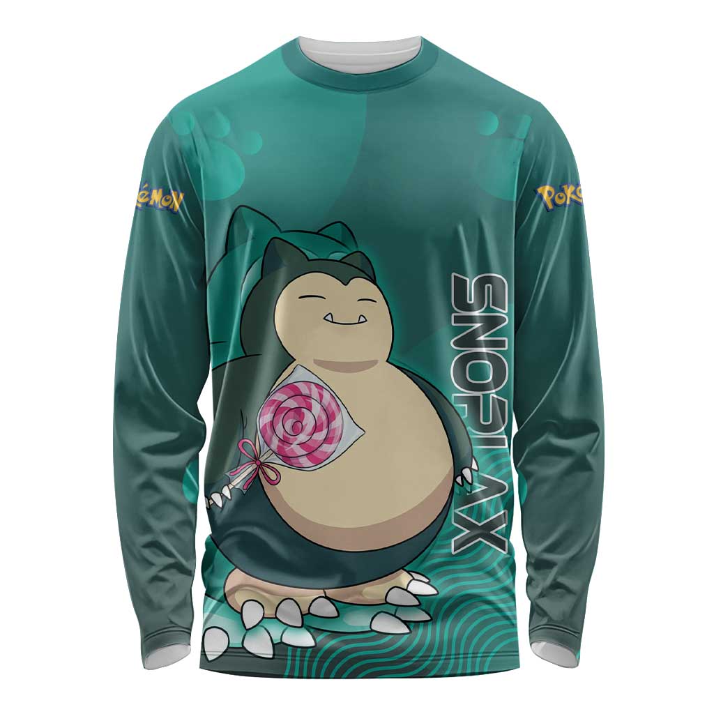 Snorlax Poké Long Sleeve Shirt Chill Mint Cartoon Bubble Style