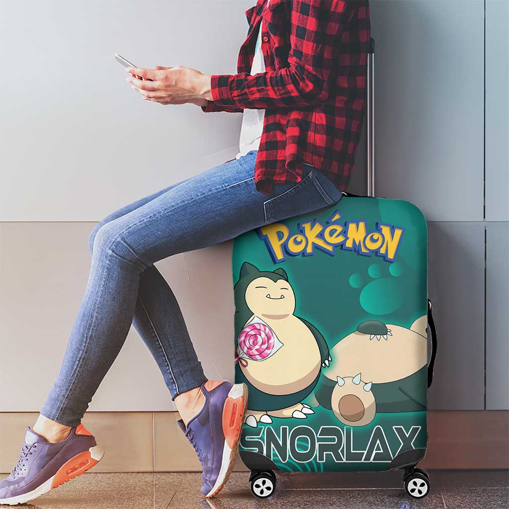 Snorlax Poké Luggage Cover Chill Mint Cartoon Bubble Style