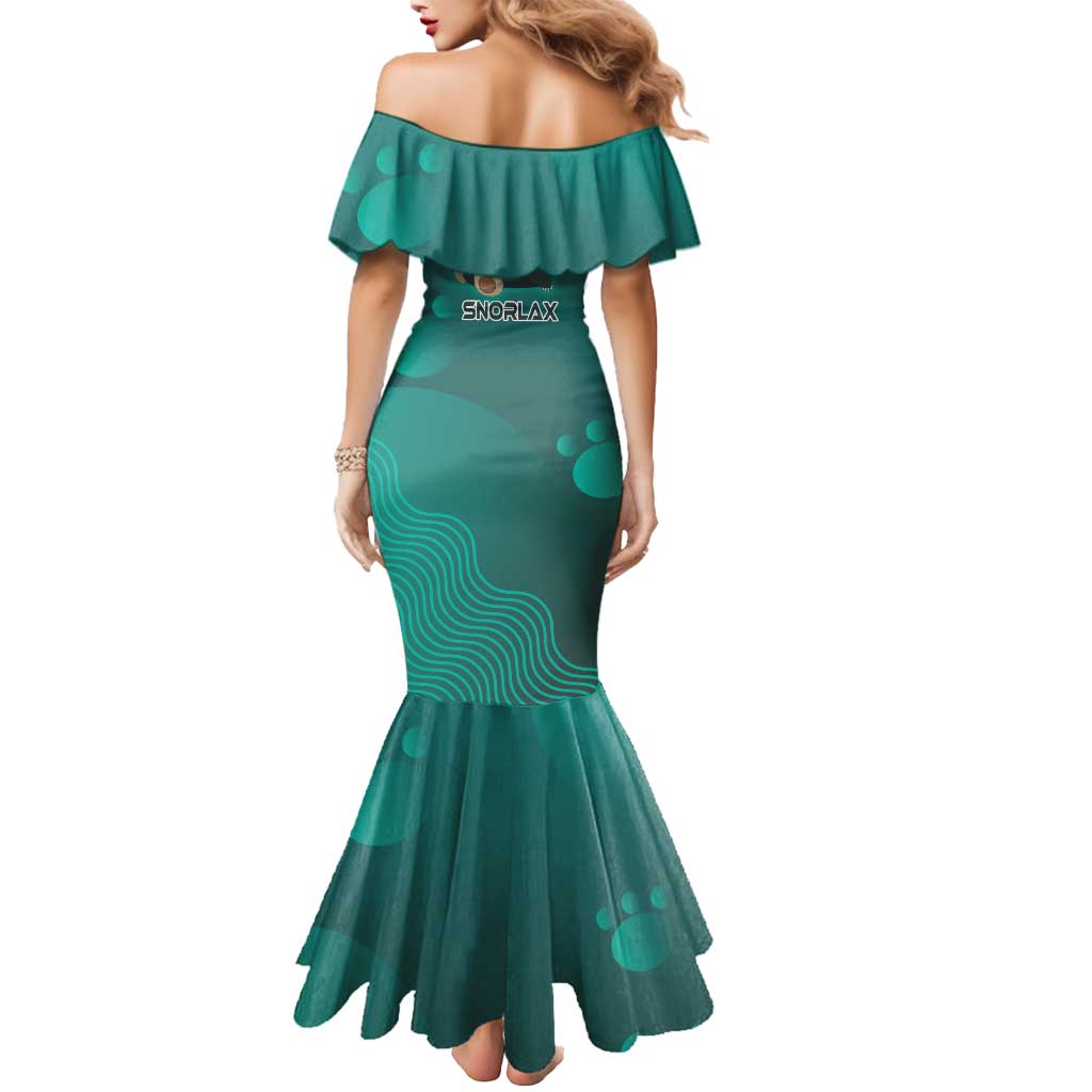 Snorlax Poké Mermaid Dress Chill Mint Cartoon Bubble Style