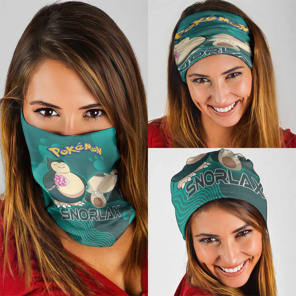 Snorlax Poké Neck Gaiter Chill Mint Cartoon Bubble Style
