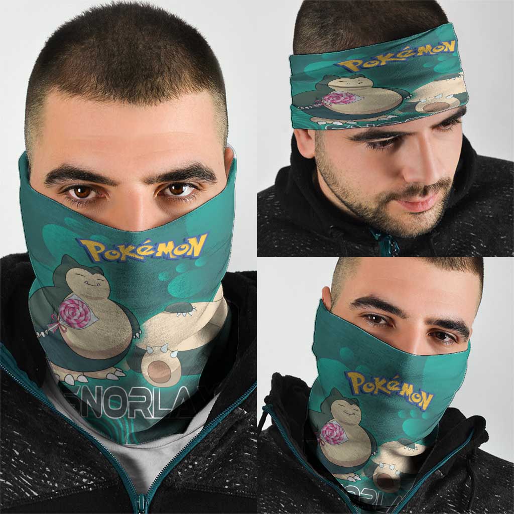 Snorlax Poké Neck Gaiter Chill Mint Cartoon Bubble Style