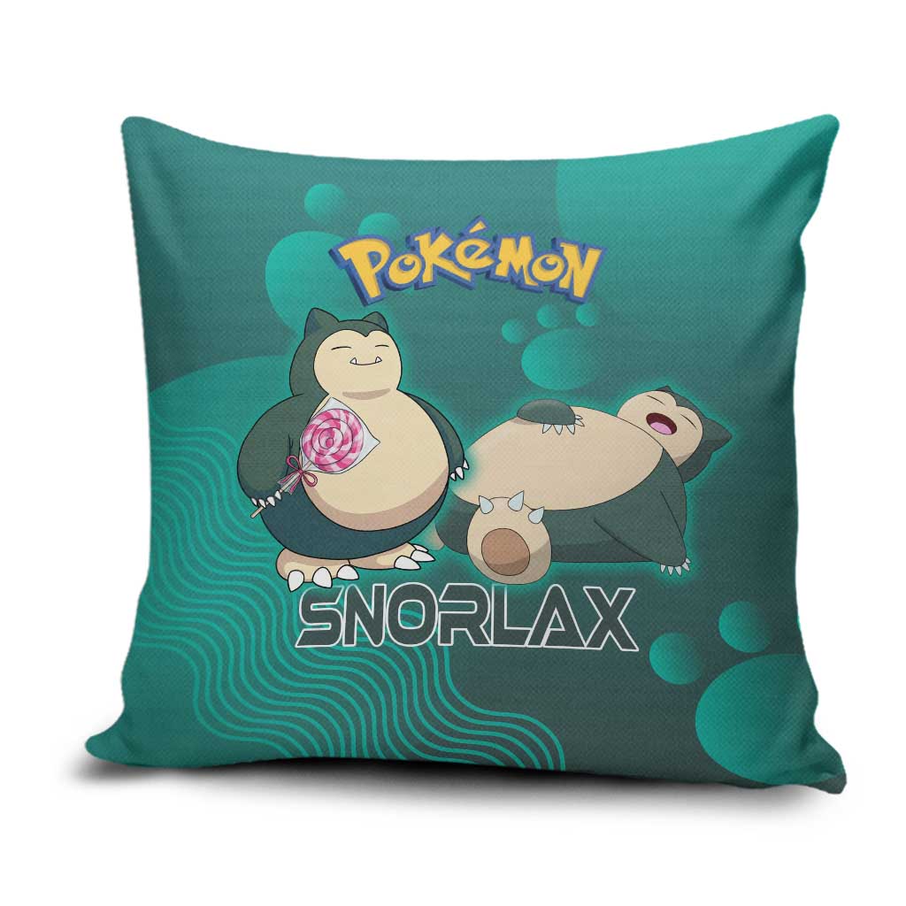 Snorlax Poké Pillow Cover Chill Mint Cartoon Bubble Style