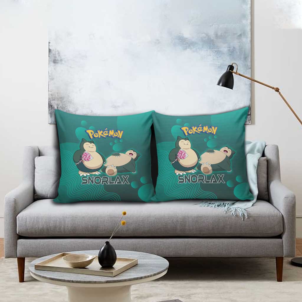 Snorlax Poké Pillow Cover Chill Mint Cartoon Bubble Style