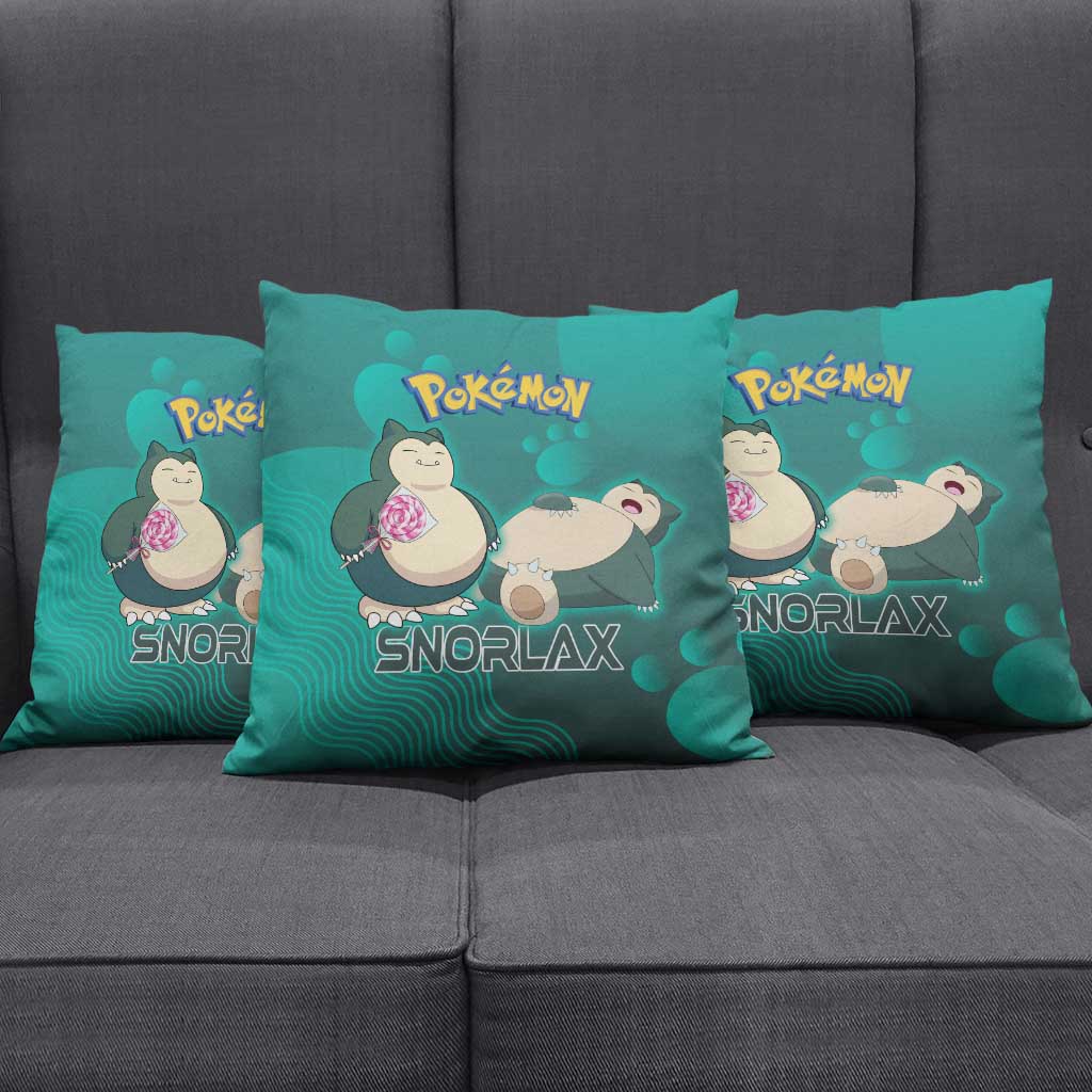 Snorlax Poké Pillow Cover Chill Mint Cartoon Bubble Style