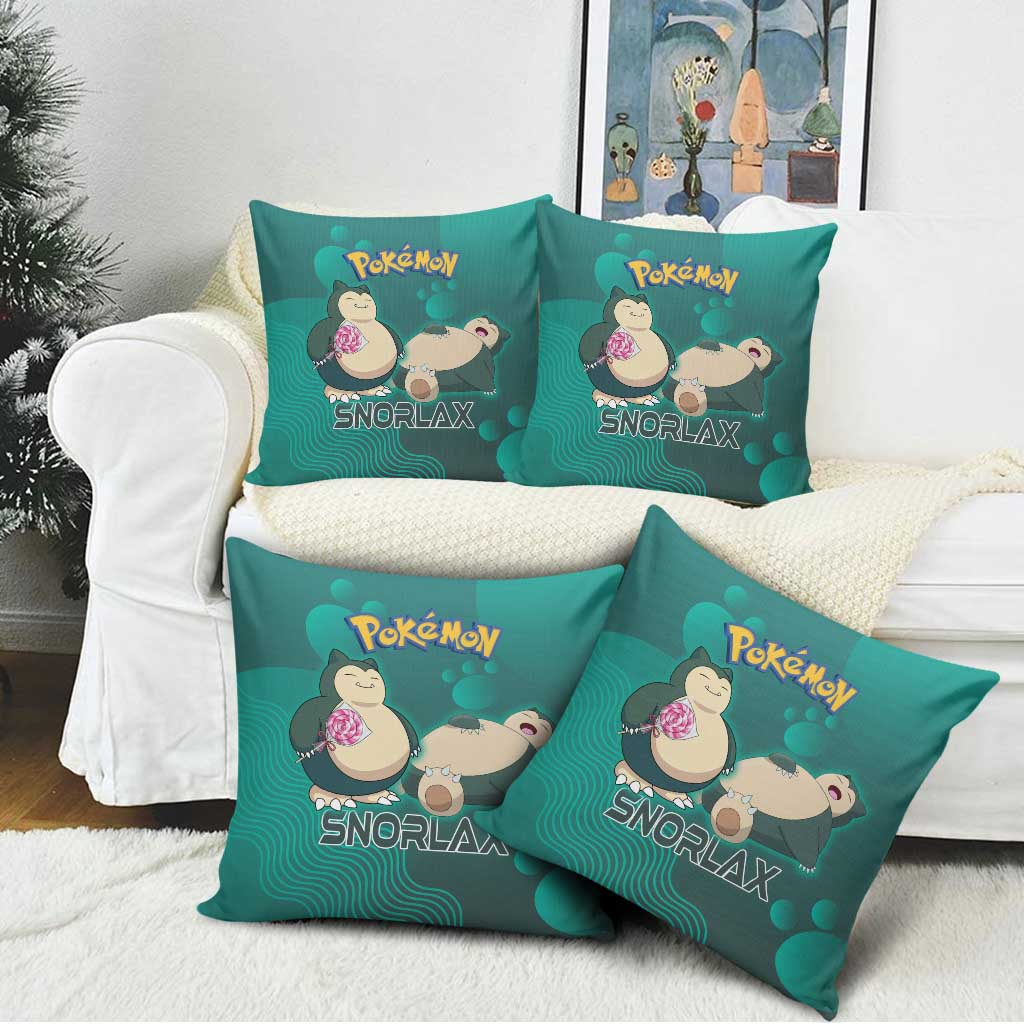 Snorlax Poké Pillow Cover Chill Mint Cartoon Bubble Style
