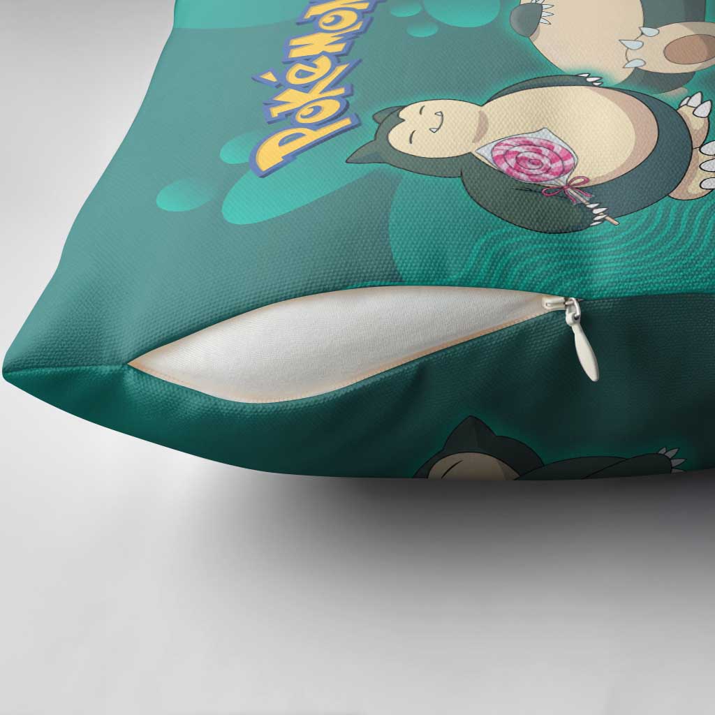 Snorlax Poké Pillow Cover Chill Mint Cartoon Bubble Style