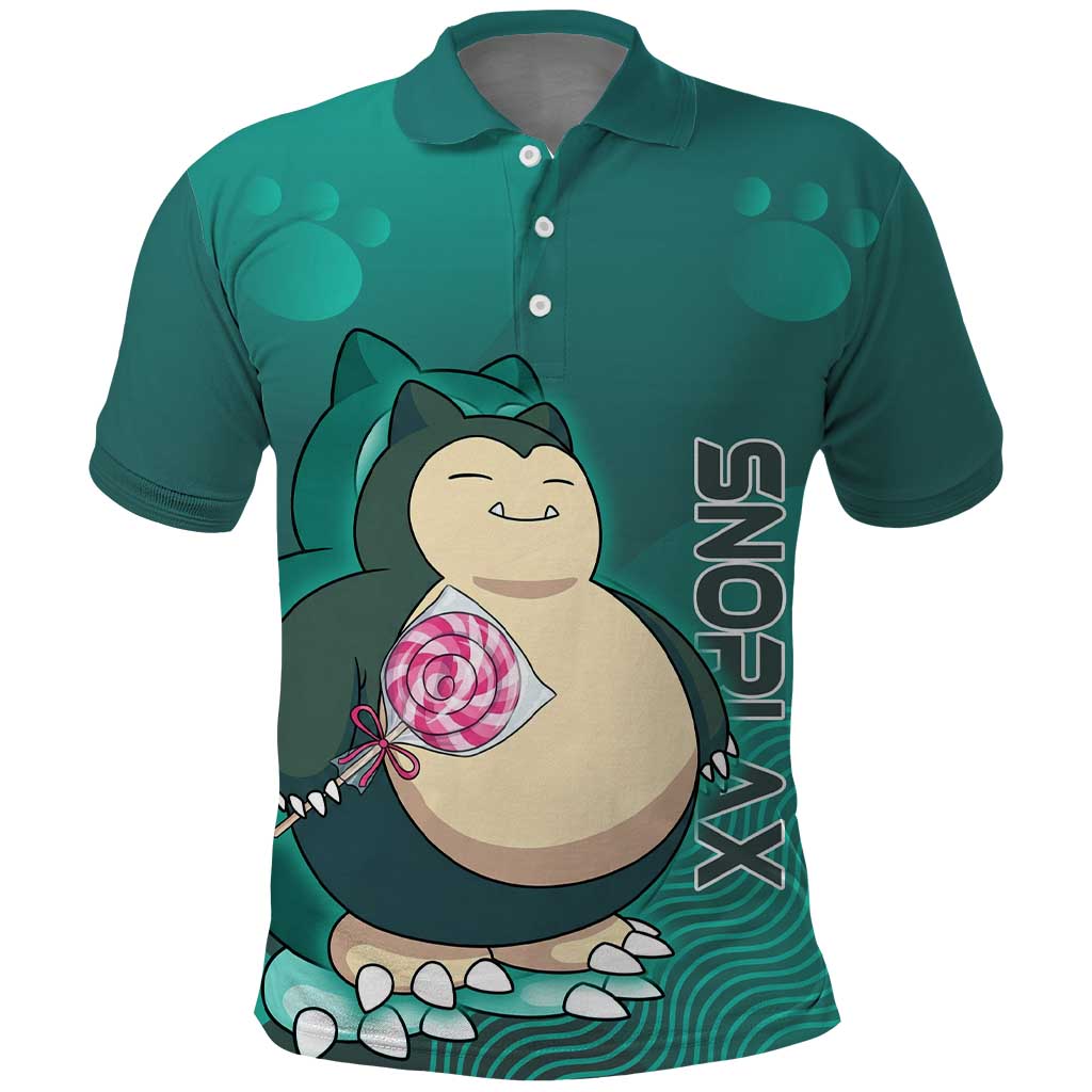 Snorlax Poké Polo Shirt Chill Mint Cartoon Bubble Style