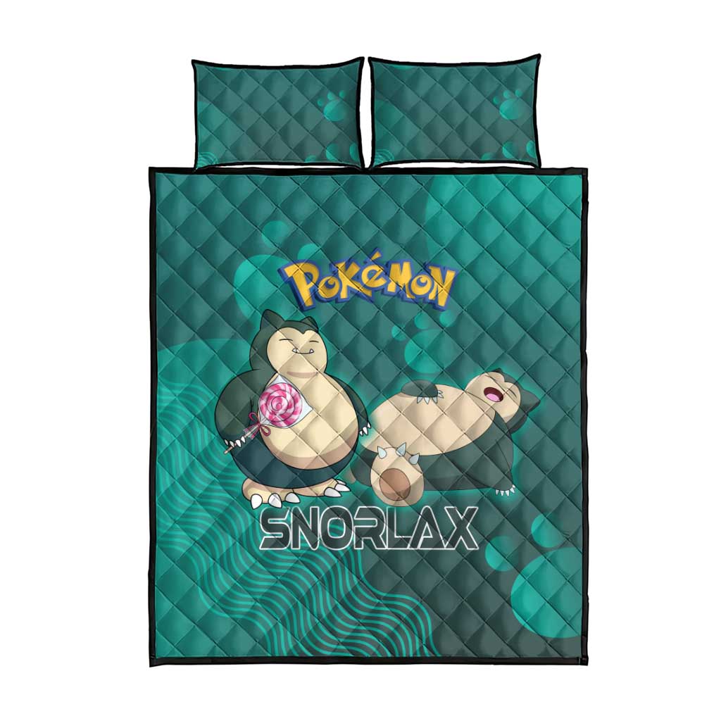 Snorlax Poké Quilt Bed Set Chill Mint Cartoon Bubble Style