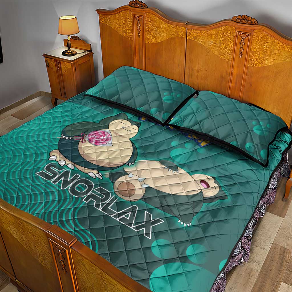 Snorlax Poké Quilt Bed Set Chill Mint Cartoon Bubble Style