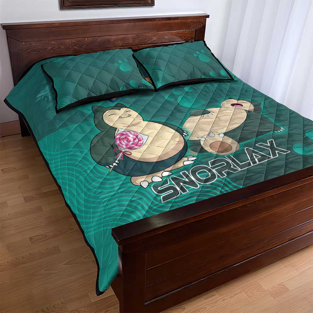 Snorlax Poké Quilt Bed Set Chill Mint Cartoon Bubble Style