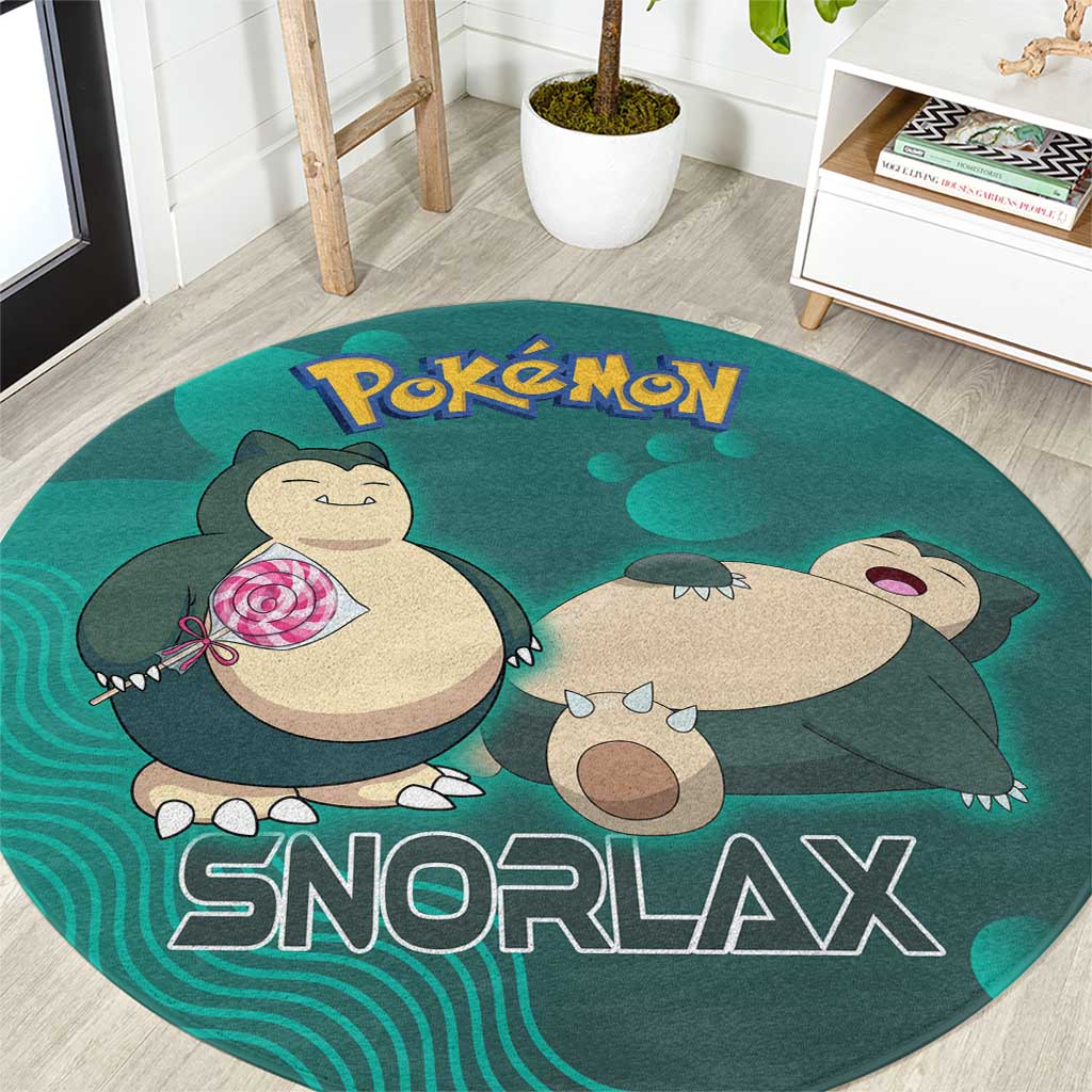 Snorlax Poké Round Carpet Chill Mint Cartoon Bubble Style