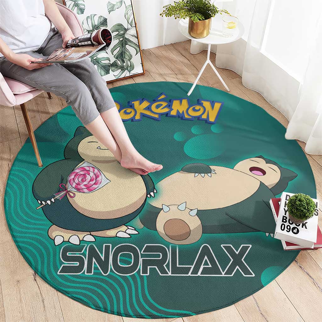 Snorlax Poké Round Carpet Chill Mint Cartoon Bubble Style