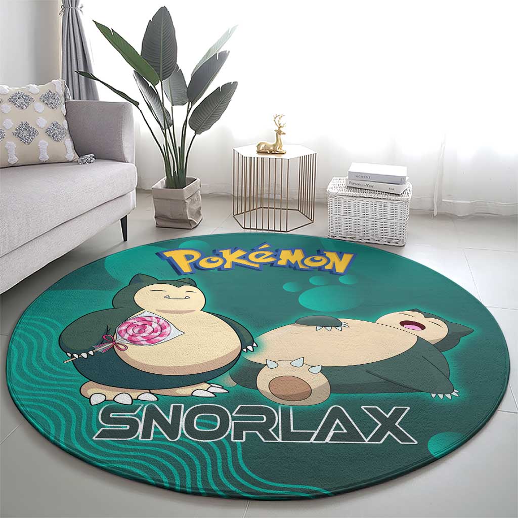 Snorlax Poké Round Carpet Chill Mint Cartoon Bubble Style