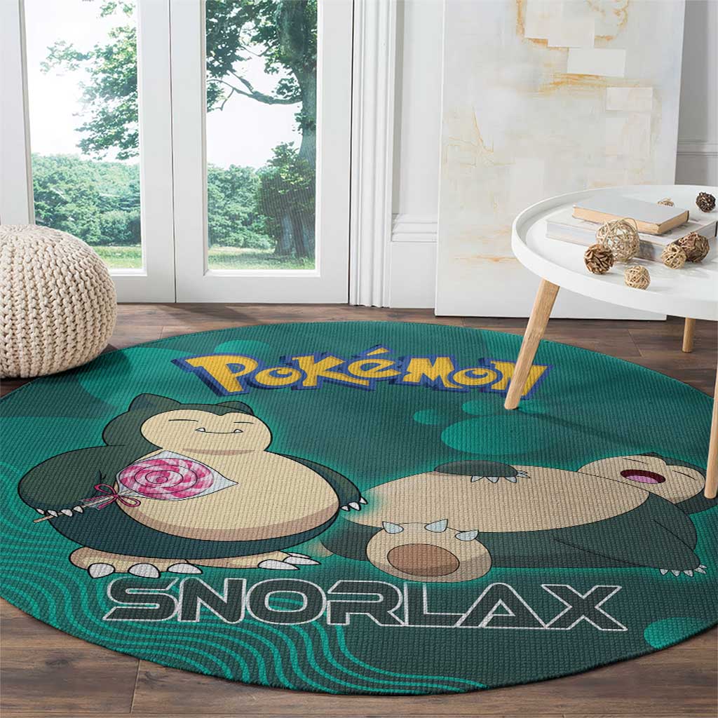 Snorlax Poké Round Carpet Chill Mint Cartoon Bubble Style