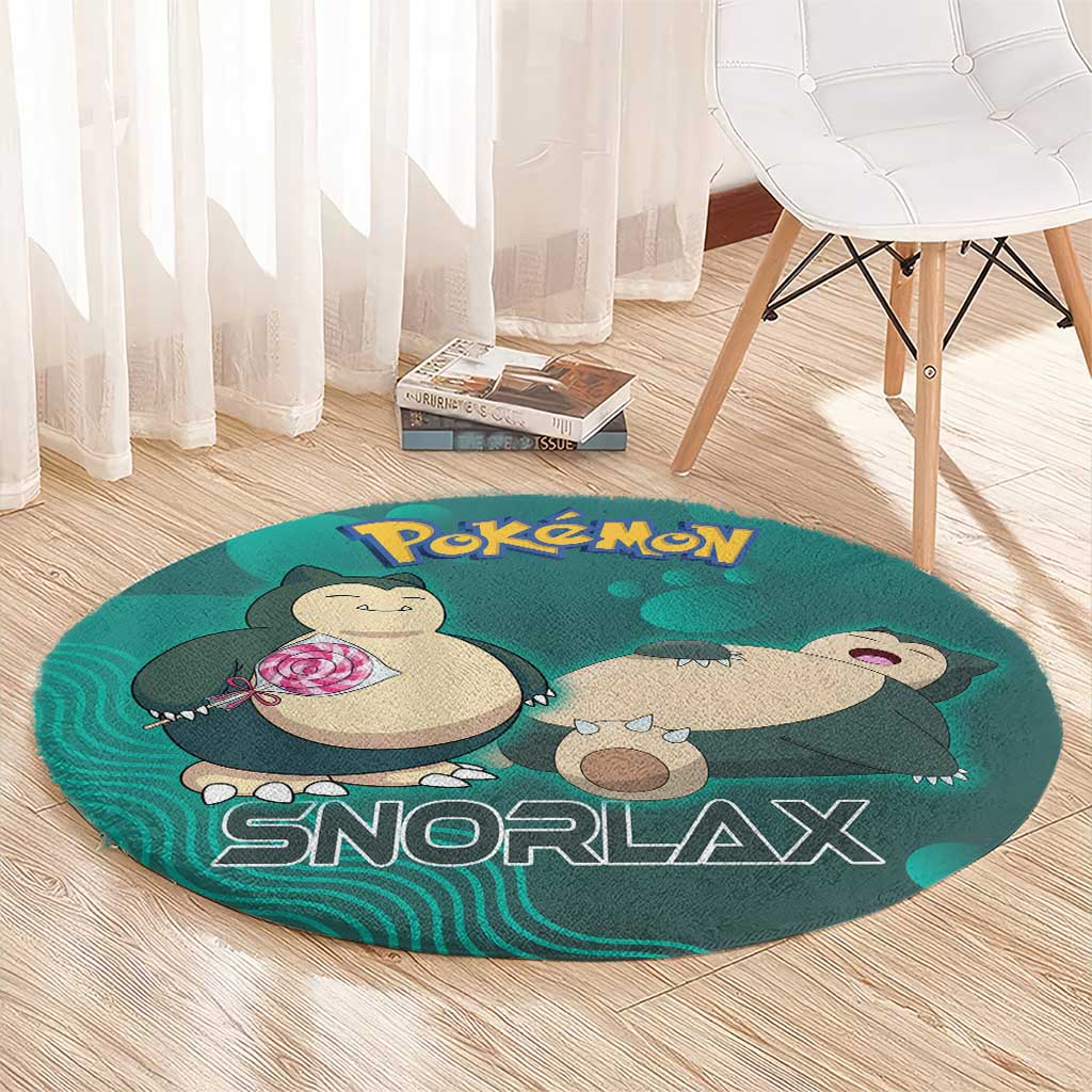 Snorlax Poké Round Carpet Chill Mint Cartoon Bubble Style