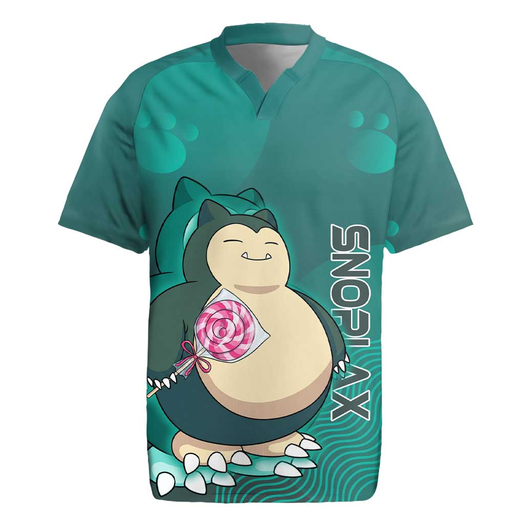 Snorlax Poké Rugby Jersey Chill Mint Cartoon Bubble Style