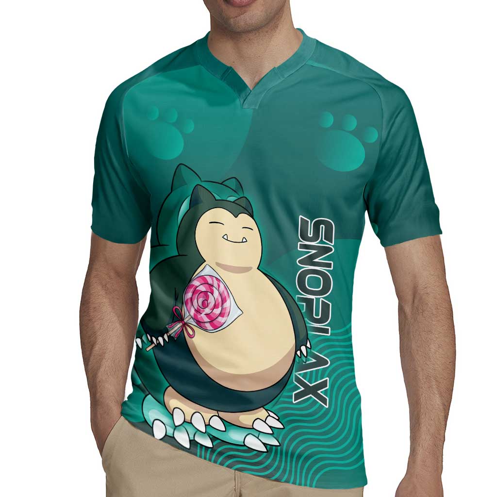 Snorlax Poké Rugby Jersey Chill Mint Cartoon Bubble Style