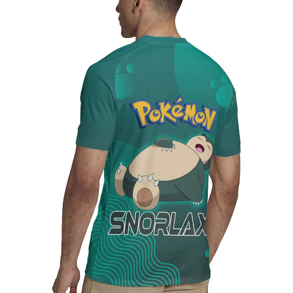 Snorlax Poké Rugby Jersey Chill Mint Cartoon Bubble Style