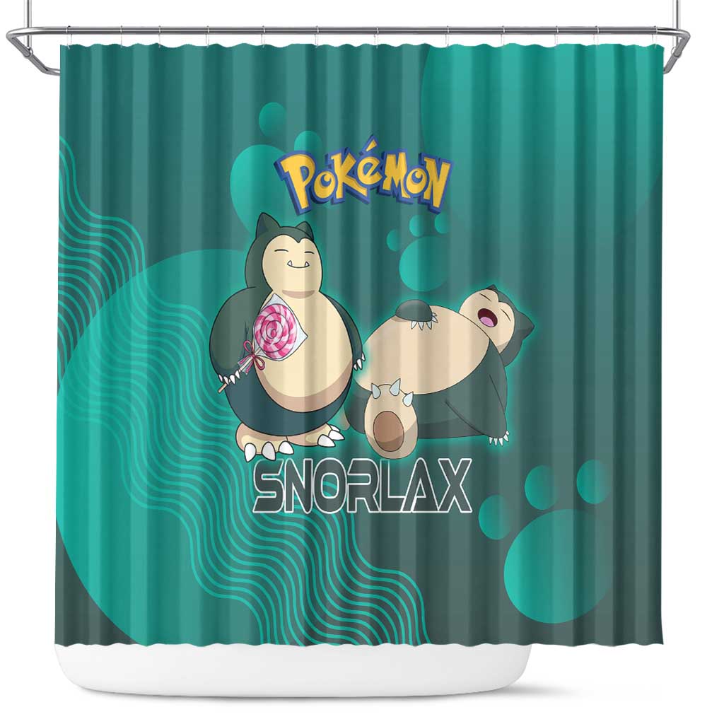 Snorlax Poké Shower Curtain Chill Mint Cartoon Bubble Style
