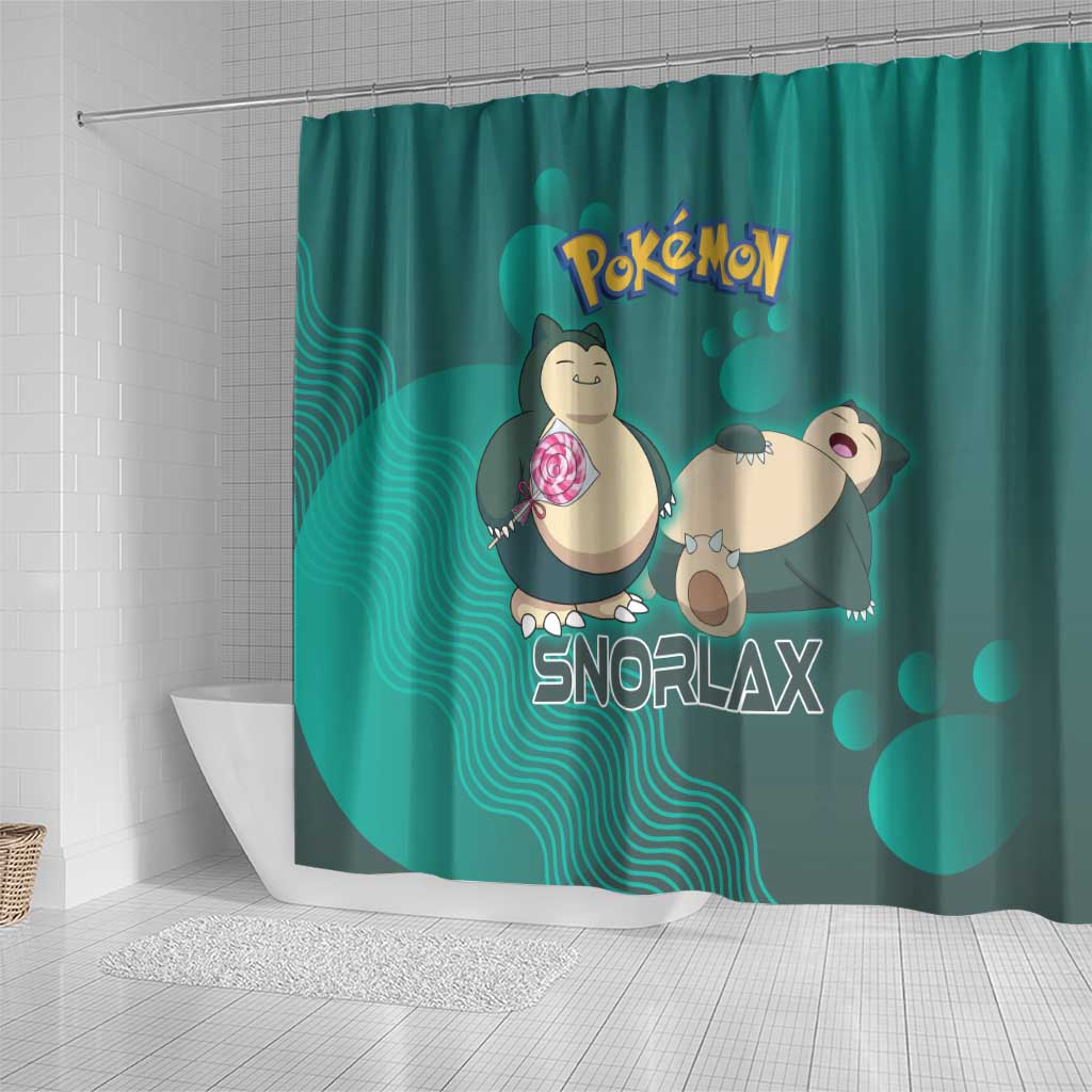 Snorlax Poké Shower Curtain Chill Mint Cartoon Bubble Style