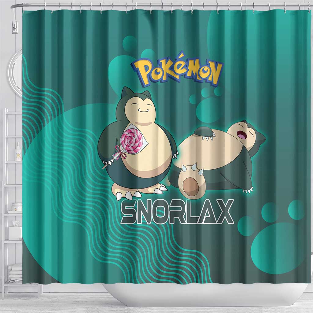 Snorlax Poké Shower Curtain Chill Mint Cartoon Bubble Style