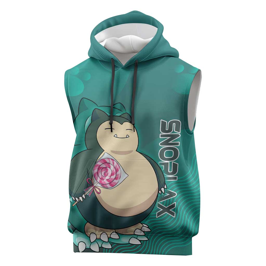 Snorlax Poké Sleeveless Hoodie Chill Mint Cartoon Bubble Style