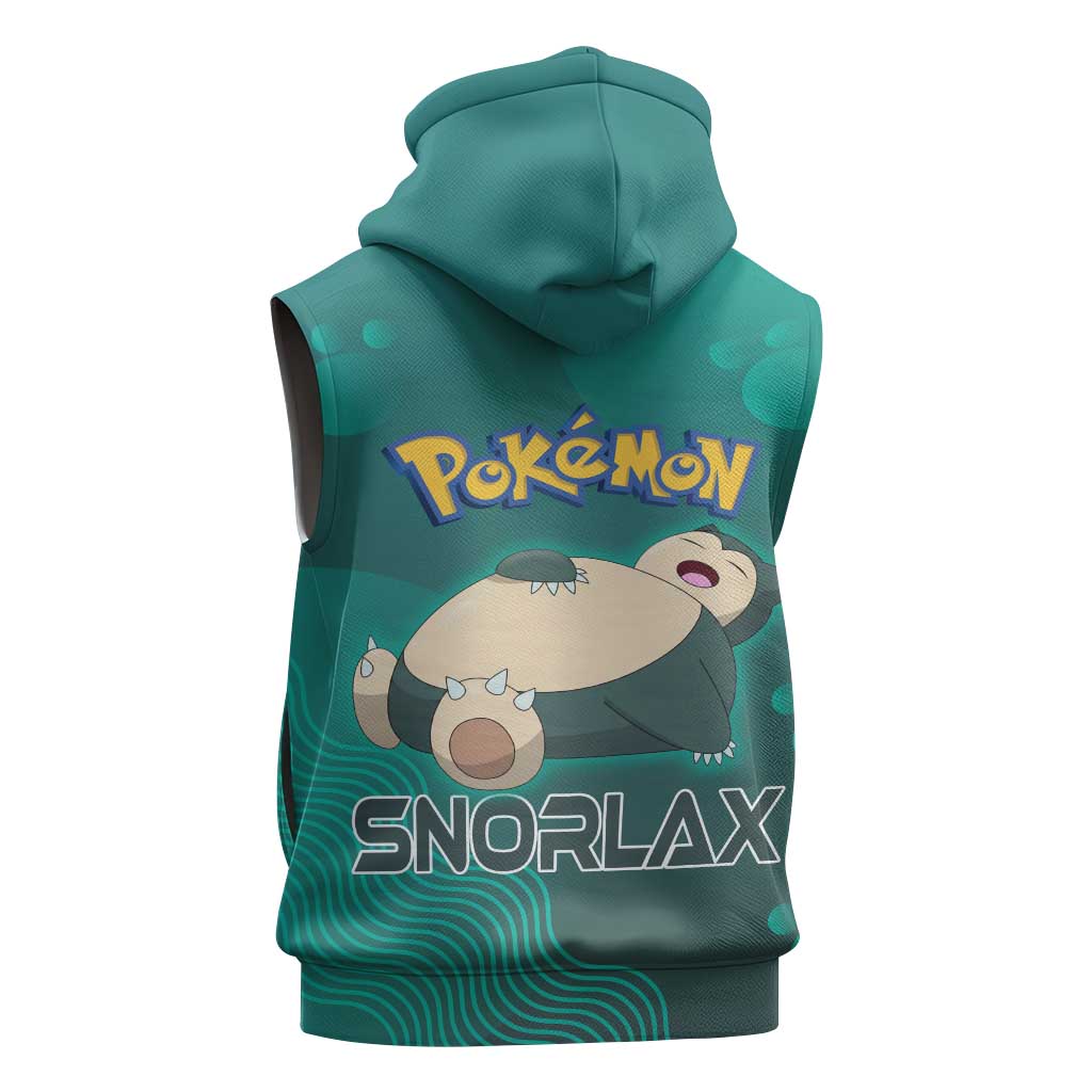 Snorlax Poké Sleeveless Hoodie Chill Mint Cartoon Bubble Style