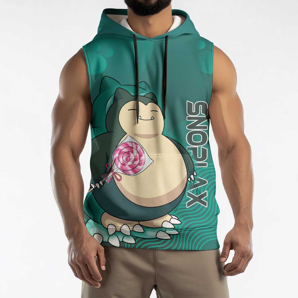 Snorlax Poké Sleeveless Hoodie Chill Mint Cartoon Bubble Style