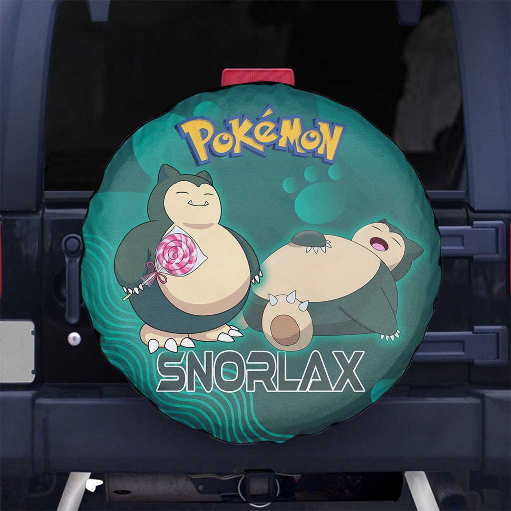 Snorlax Poké Spare Tire Cover Chill Mint Cartoon Bubble Style