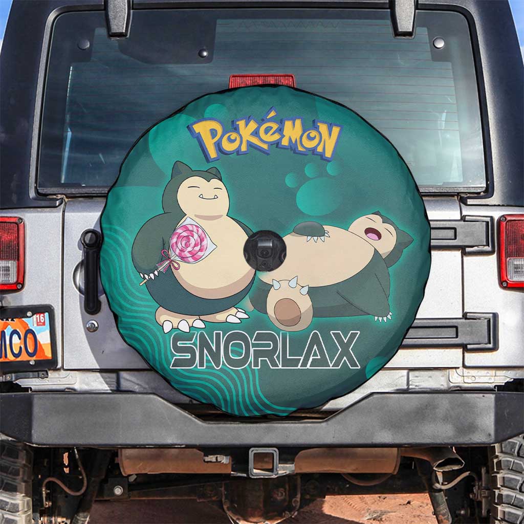 Snorlax Poké Spare Tire Cover Chill Mint Cartoon Bubble Style
