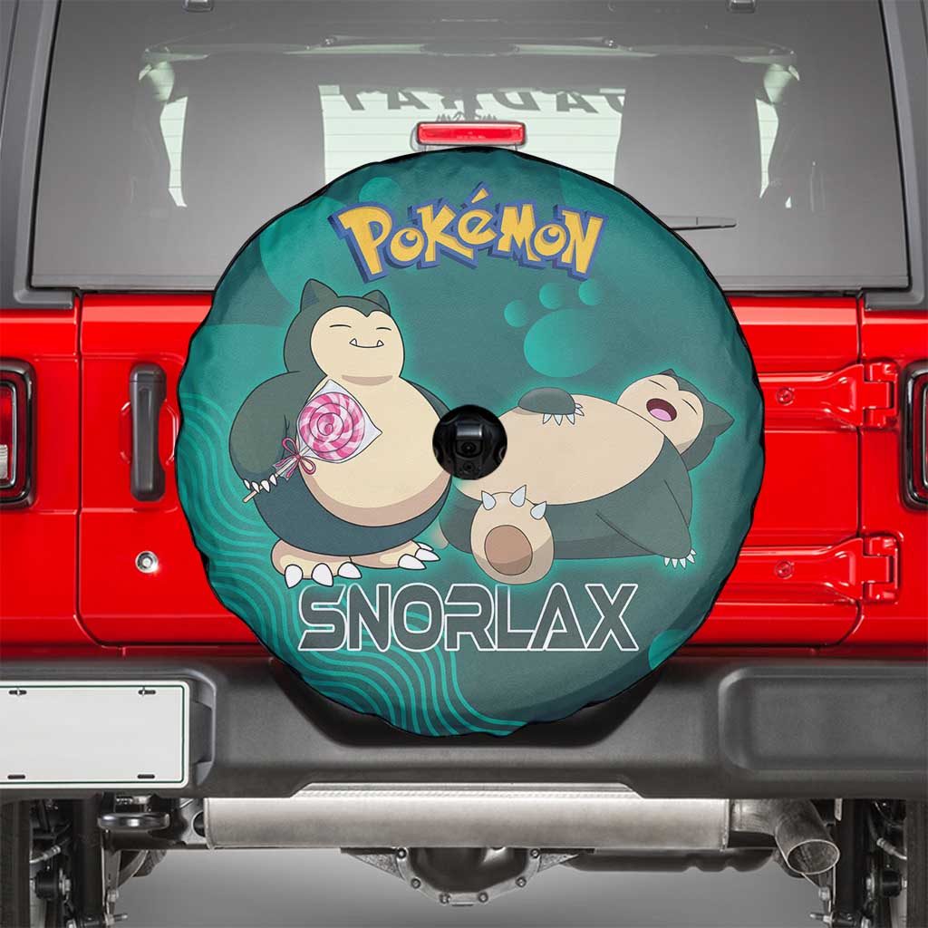 Snorlax Poké Spare Tire Cover Chill Mint Cartoon Bubble Style