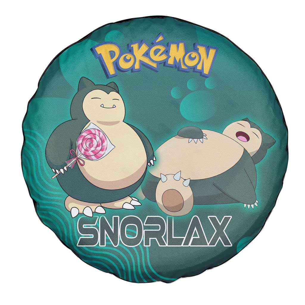 Snorlax Poké Spare Tire Cover Chill Mint Cartoon Bubble Style