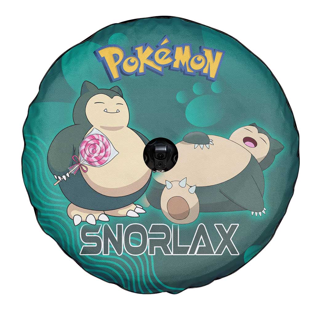 Snorlax Poké Spare Tire Cover Chill Mint Cartoon Bubble Style
