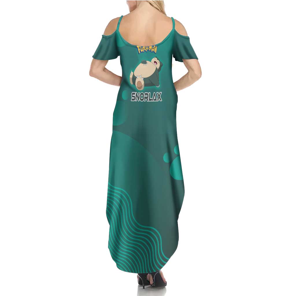 Snorlax Poké Summer Maxi Dress Chill Mint Cartoon Bubble Style