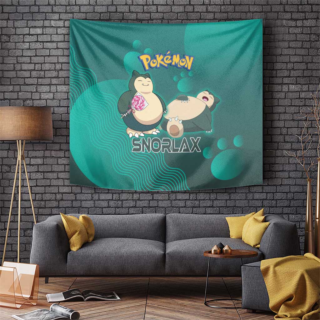 Snorlax Poké Tapestry Chill Mint Cartoon Bubble Style