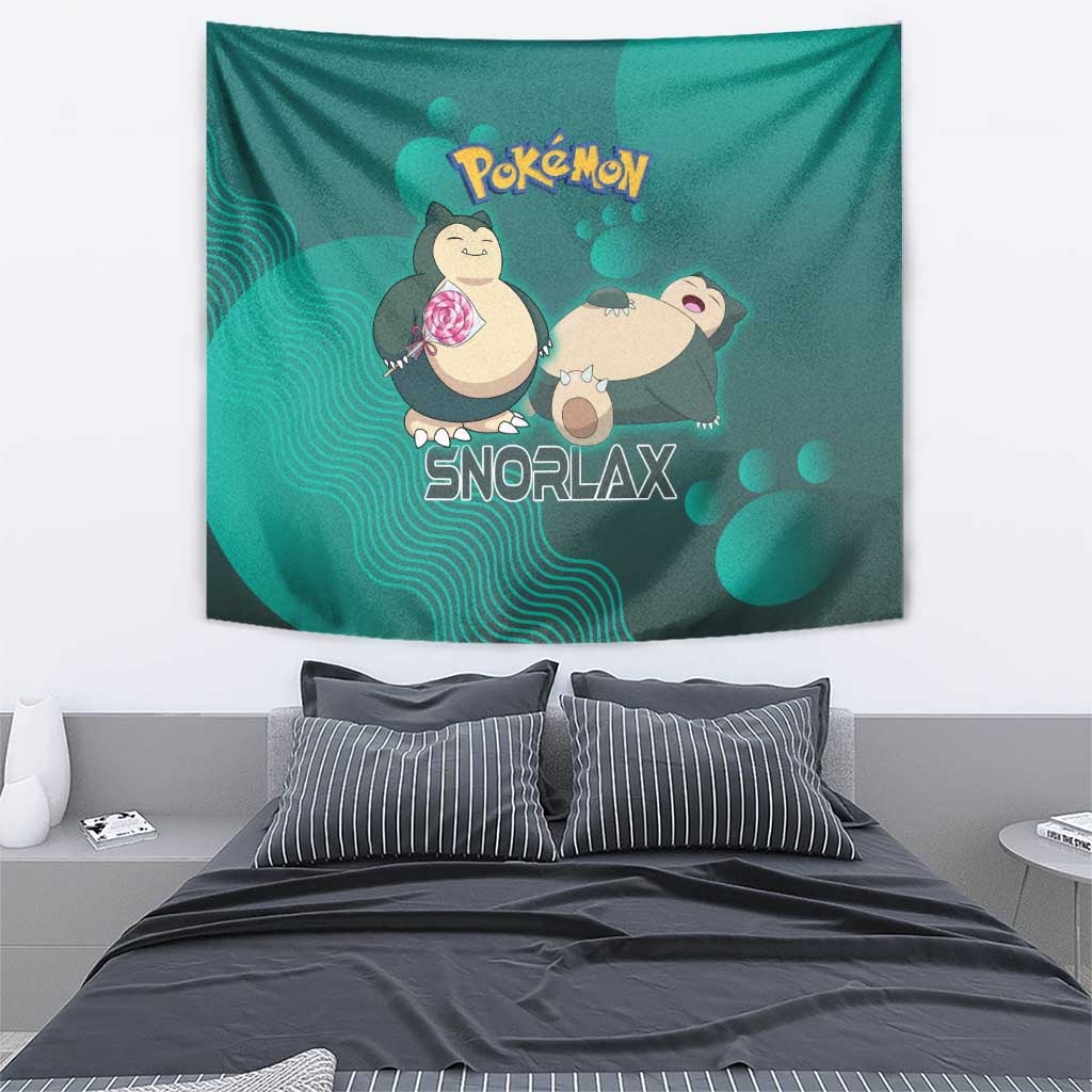 Snorlax Poké Tapestry Chill Mint Cartoon Bubble Style