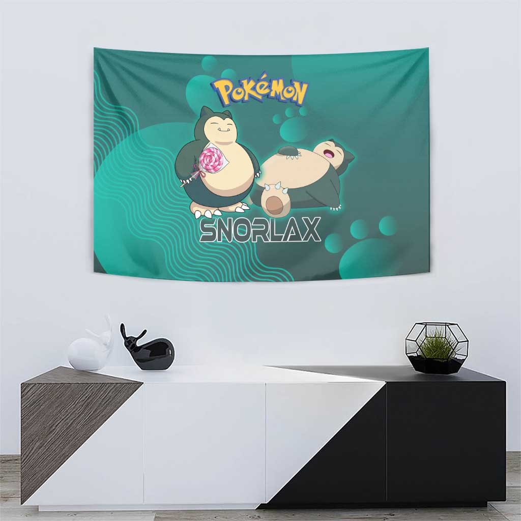 Snorlax Poké Tapestry Chill Mint Cartoon Bubble Style