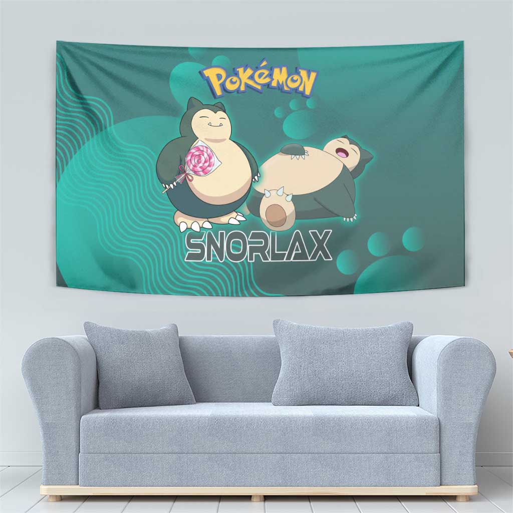 Snorlax Poké Tapestry Chill Mint Cartoon Bubble Style