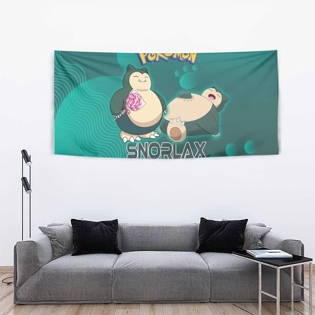 Snorlax Poké Tapestry Chill Mint Cartoon Bubble Style