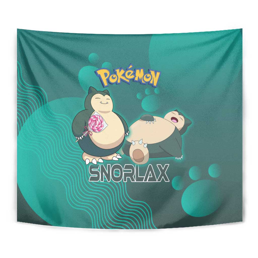 Snorlax Poké Tapestry Chill Mint Cartoon Bubble Style