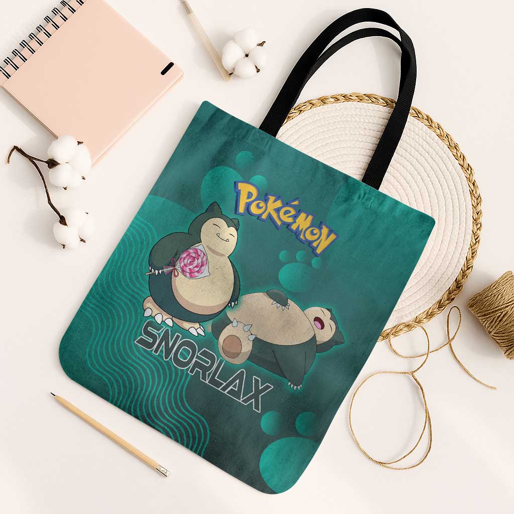 Snorlax Poké Tote Bag Chill Mint Cartoon Bubble Style