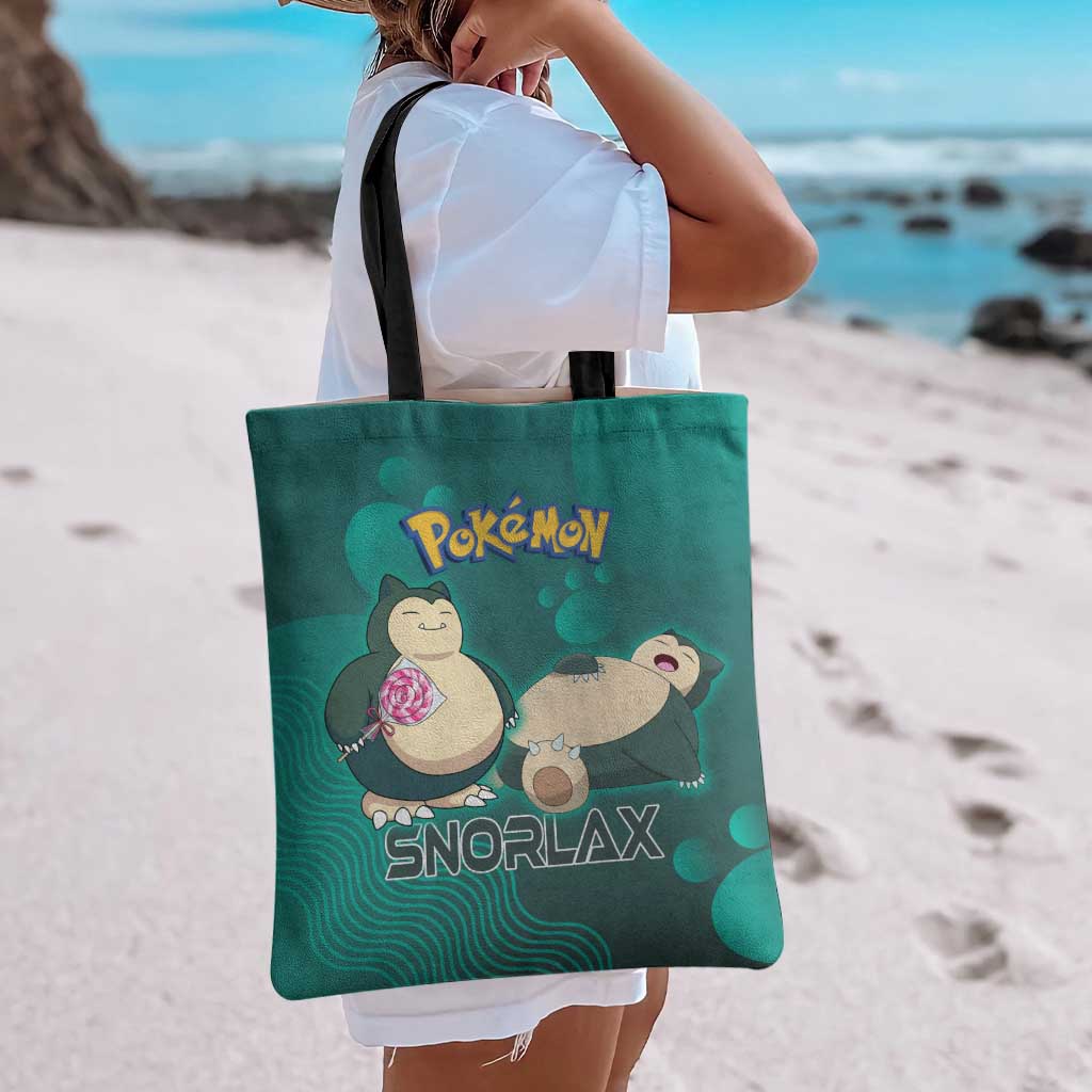 Snorlax Poké Tote Bag Chill Mint Cartoon Bubble Style