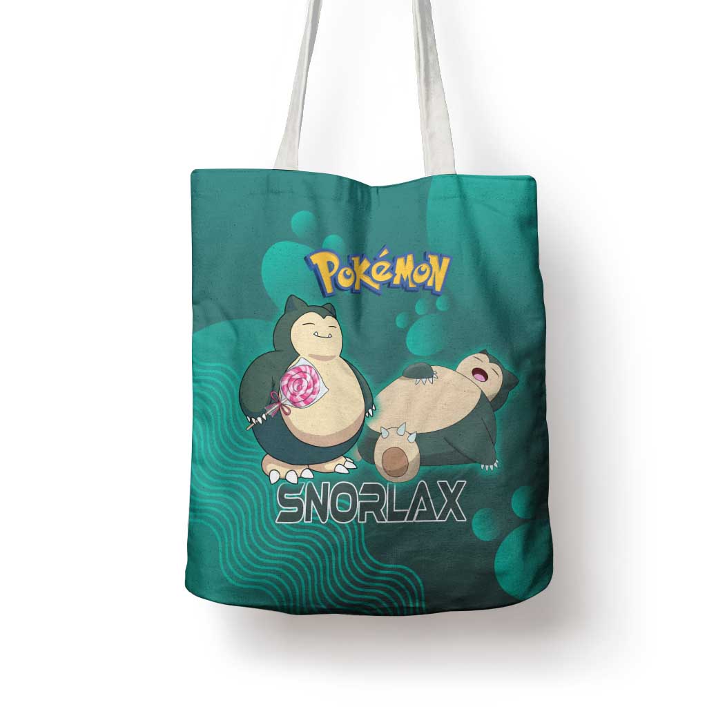 Snorlax Poké Tote Bag Chill Mint Cartoon Bubble Style